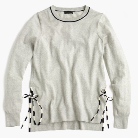 J. Crew Sweaters - J. Crew Side Slit Wool Sweater with Striped Ties